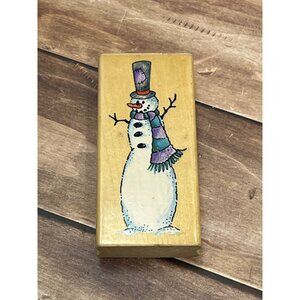 1995 STAMPENDOUS! N045 SLIM SNOWMAN WOOD MOUNTED RUBBER STAMP